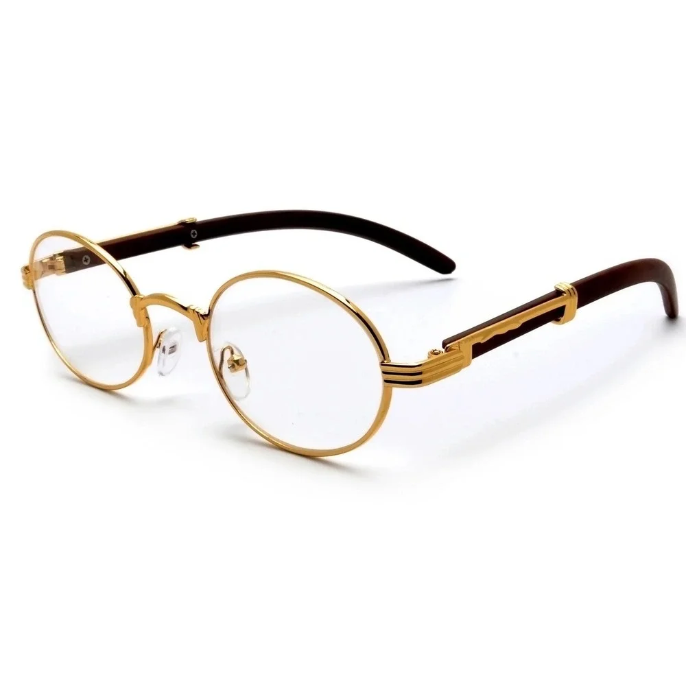 Gold Round Glasses Mens Womens Vintage‎ Style Clear Lens Eye Glasses Migos Cholo